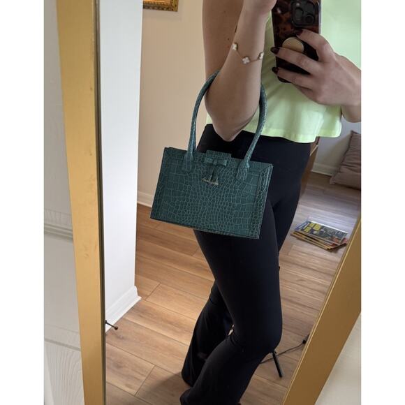 Vintage Liz Claiborne Great Expectations Y2K Teal Croc Embossed Mini Purse Bag - Picture 12 of 14